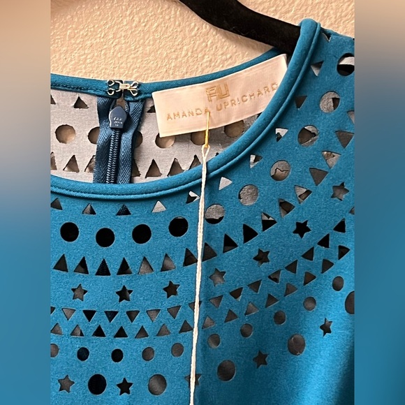 Amanda‎ Uprichard Blue Embellished Pleated A-Line Dress - Picture 5 of 11